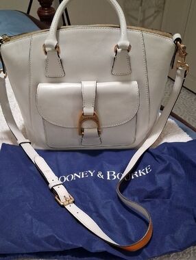 Dooney & Bourke White Leather Naomi Satchel with Gold Hardware